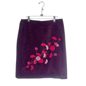 Ann Taylor LOFT Maroon Corduroy Patch Skirt Size 12